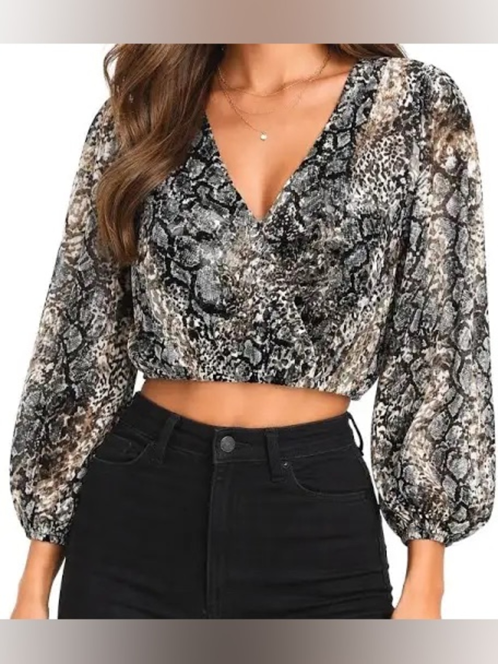 NWT Silk Alice + Olivia Luba Gathered Snake-Print Burnout Crepe de Chine Blouse